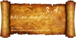 Kódor András névjegykártya